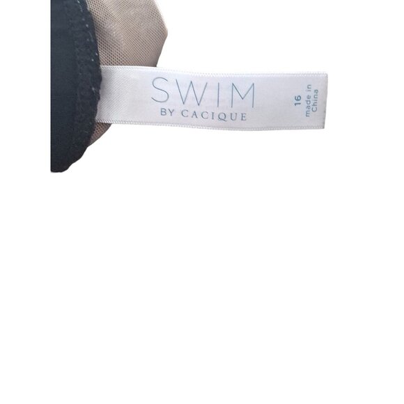 Swim Cacique Full-Brief Bathing Suit Bikini Bottom High Waist Pinstripe 16 Slim - Picture 4 of 5